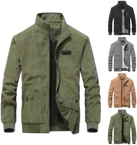 Winter Coats for Men Thickened Sherpa Lined Big and Tall Long Sleeved Cardigan Fleece Zipper Jacket Casual Outdoor