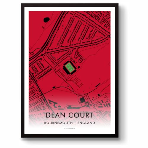 Mapa de fútbol del AFC Bournemouth A3: El regalo artístico ideal de GroundDesigns