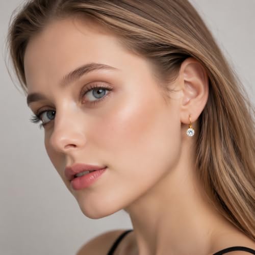 Image of Moissanite Stud Earrings for Men Women, 925 Sterling Silver 18K White Gold Plated, 1CT 6.5mm Round Cut, VVS1 D Color (0.6-2ct)