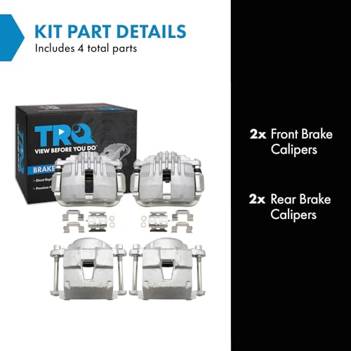 Image of TRQ Front and Rear Brake Caliper Set Zinc Coated Brackets Compatible with 1998-2003 Chevrolet S10 1998-2003 GMC Sonoma 1998-2000 Isuzu Hombre