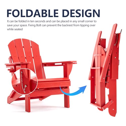 Chaise Adirondack pliante de jardin avec support téléphone rouge