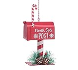 burton+BURTON North Pole Post Tin Mailbox Ornament, 6.5-Inch, Multicolor