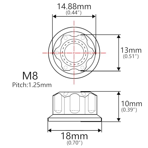 Image of Titanium M6 M8 M10 M12 M14 M16 Flange Bolt Nut Bicycle Motorcycle Rear Axle Car Modification Accessories Pack of 6 (M8 Pitch 1.25mm, Normal Titanium)