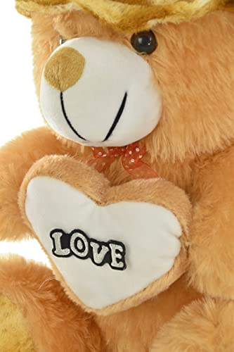 Image of GOLDENHUB Teddy Bear, Sweet Expression, and Huggable Size, Ideal Gift for Any Occasion, Perfect Companion for Children 30 CM Sitting with Cap Butter with Heart