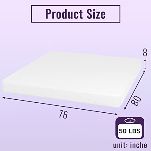 Image of PayLessHere Memory Foam Mattress Cooling Gel Bamboo Charcoal,8 inch CertiPUR-US Certified Breathable Bed Mattress Pressure Relief,Fiberglass Free,White King