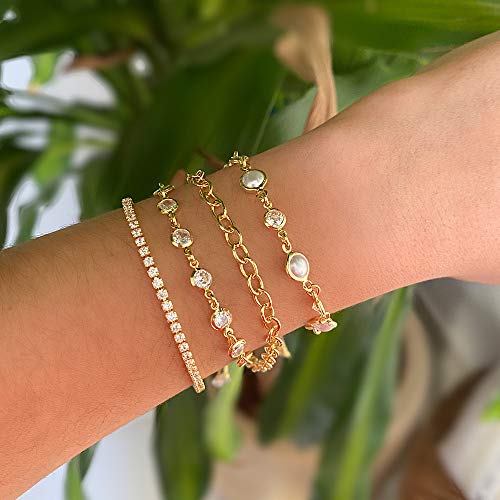 Pulseira Delicada Riviera de Zircônias Lua Mia Joias - Semijoia Folheada a Ouro 18k