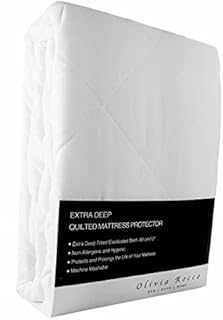 Olivia Rocco Luxury Quilted Extra Deep Mattress Protector, Hotel Quality Fitted Mattress Protector's 12" deep (3/4 Bed (4 foot))