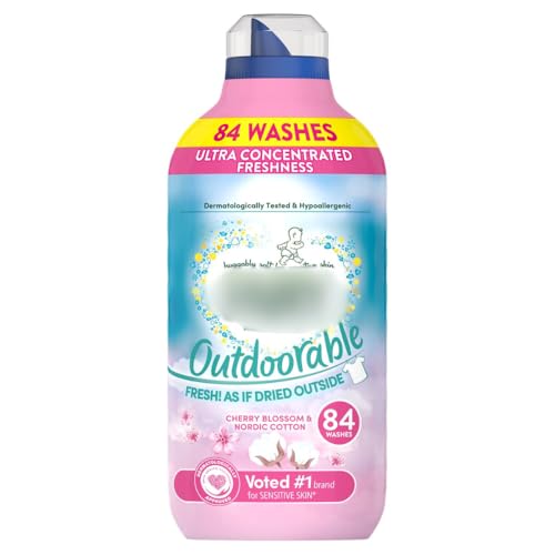 Outdoorable Fabric Conditioner 84W - Cherry Blossom & Nordic Cotton - Thanks To Its Innovative Technology, You Just Need A Small Dose To Get That Line Dried Feeling, Whatever The Weather!