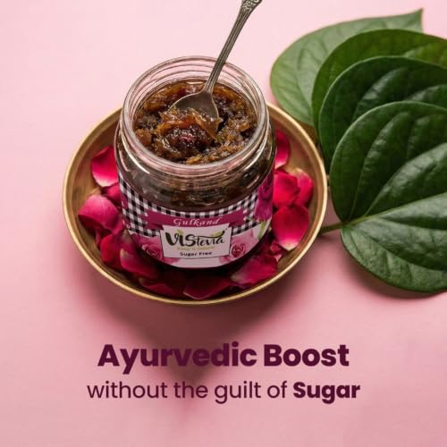 Image of Vistevia Sugar Free Gulkand (Rose Jam), Diabetic and Keto Friendly - Sweetened Naturally with Stevia - Tastes Delicious - Pack of 1 (230GM)