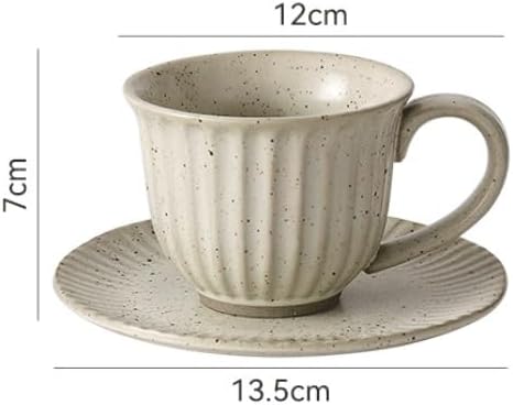 Striped Coffee Cup Saucer Ceramic Set Cups for Tea Afternoon Saucers Home Use
