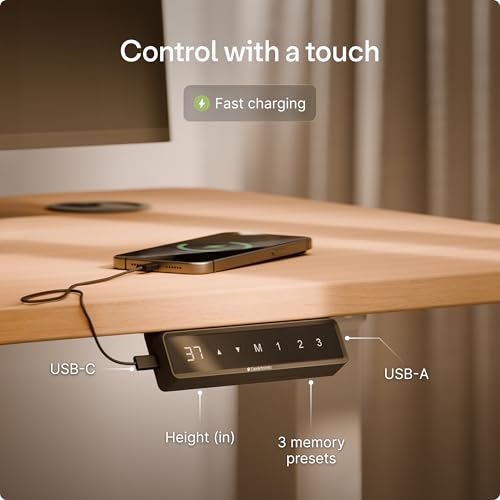 Image of Desktronic Height Adjustable Standing Desk Frame - Ergonomic Sit Stand Desk Frame, Electric Dual Motors 353 lbs, USB & USB-C Charging, Wobble-Free, Touchscreen, 3 Memory Presets, Anti-Collision