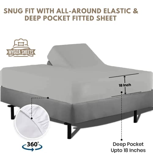 Flex Head King Sheets Sets For Adjustable Beds-Top Split King Sheets Sets (4 Pcs) King 34 Inch Down Sheets Silver Grey 15-18 Inch Deep Sheets #TOP1