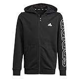 Weiche Oberfläche adidas Jungen Sweatshirt B Lin Fz Hd, Schwarz / Weiß, GN4041, Gr. 176