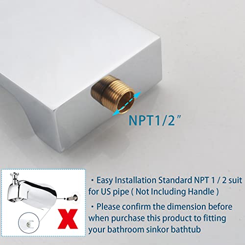 Hamoler Wall Mount Bathroom Waterfall Tub Spout High Flow Roman Bathtub Filler Faucet Spout For Bathroom Vessel Faucet Spout, Chrome #TOP3