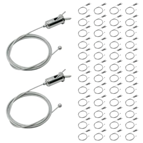 Image of Hexagon Garage Lights Suspension Cables Kit Steel Hanging Chains 1m / 3.28ft, Hex Honeycomb Light Connectors Pendant Light Wire Rope Cable Heavy Duty Chandelier Wire Adjustable (1m 50pcs)