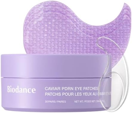 BIODANCE Caviar PDRN Eye Patches, Nourishing Under Eye Patches for Dark Circles, Depuffing Eye Mask for Puffy & Tired Eyes, Travel Essentials & Self Care Gifts for Women, Korean Skin Care (60 Count)