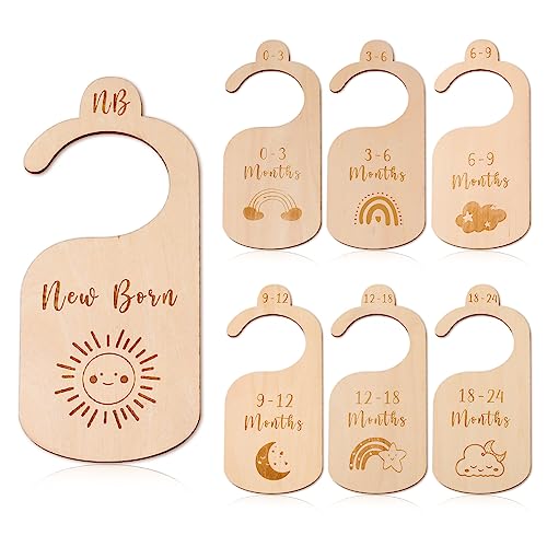Image of EERKEOD Baby Closet Dividers for Clothes Organizer Wooden Double-Sided Baby Closet Size Dividers from Infant Newborn to 24 Months for Nursery Beautiful Decor Age Dividers Fits 1.5" Rod