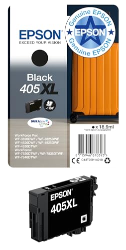 Epson 405XL Black Suitcase High Yield Genuine DURABrite Ultra Ink XL High Capacity