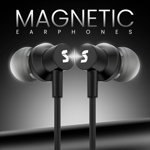 Image of sonilex Bullet-2 in Ear, Type C Wired Earphones with Magnetic Earbuds, Clip Mic, Powerful Audio, Wide Compatibility, Unique Earbuds Design, HD Sound, 1.2M Cable, Black