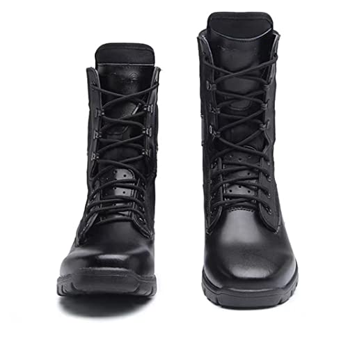 Men's 8 Inches Military Tactical Work Boots Lightweight Leather Motorcycle Combat Boots4