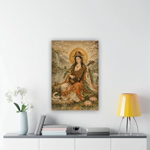 Déesse japonaise Benzaiten : rompez la monotonie de vos murs avec cette toile zen
