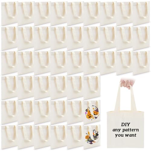 Amylove 24 Pcs Mini Tote Bag Sublimation Blank Canvas Tote Bags Reusable Grocery Luggage DIY Sack Goody for Party Even (8.5 x 8 Inch,Natural Color)