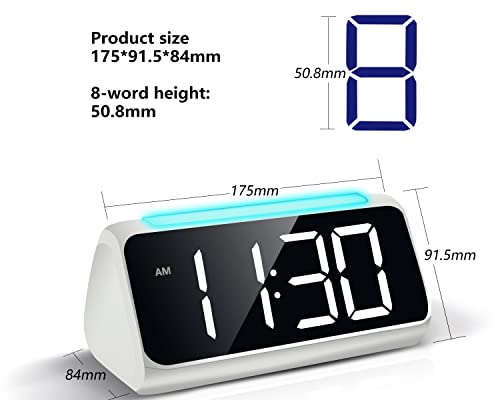 Netzu Digital Alarm Clock, Alarm Clocks For Bedrooms With 8 Color Night Light, Large Led Display, Dual Alarm, Dimmer, Usb Charger Port, Bedside Clock For Kids, Seniors (Upgrade) (White) #TOP4