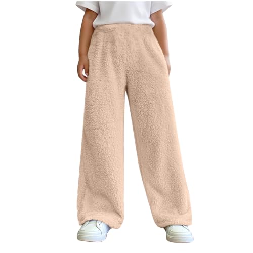 Boys Girls Fuzzy Fleece Pajama Pants Elastic Waist Wide Leg Baggy Sweatpants Kids Winter Warm Sleep Pants 4-15 Years