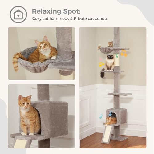 Árbol para Gatos PEQULTI Ajustable 83''-108'' Gris 5 Niveles miniatura 5