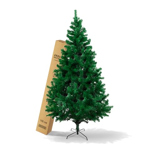 Árvore de Natal artificial, altura de 150 cm, estrutura removível, ramos rebatíveis, suporte metálico dobrável, TBS038-DGL150