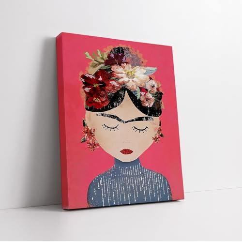 Monem Art Frida Canvas - Frida Portrait Print - Magic Realism Art - Mexican Wall Design - Flower Art - Gift for Men & Women - Floral Decor for Living Room or Office - Available in 8x10
