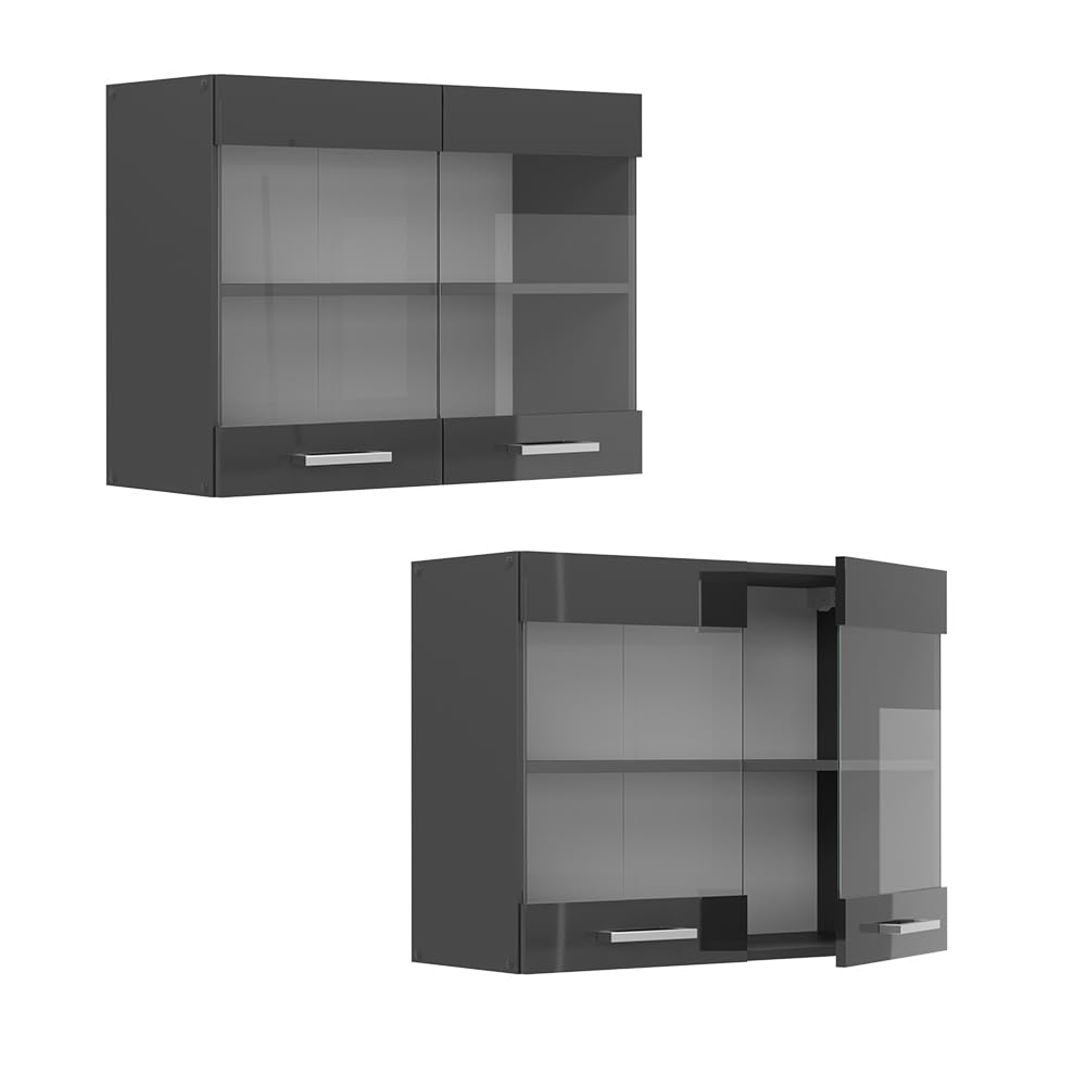 VICCO R-LINE SINGLE 140cm Singleküche (ohne Geräte) anthrazit bordeaux Hochglanz