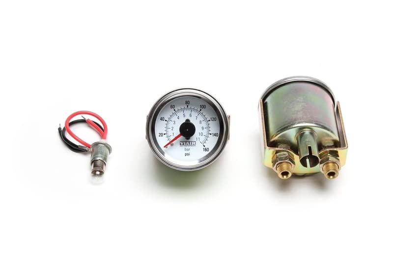 TA Technix LF9001/LF9002 - Display a doppia pressione con anello cromato, 2 lancette, quadrante nero con psi e bar, diametro 52,4 mm, scala 0 - 11 bar, luce bianca