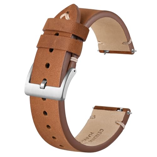 BISONSTRAP Distressed Leather Watch Strap, Watch Replacement Bands for Men, Quick Release Spring...