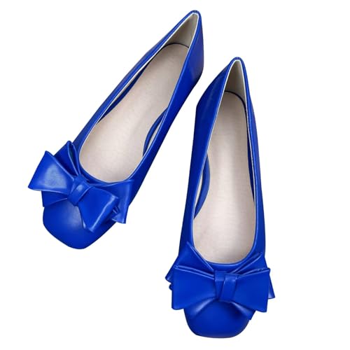 Image of Dear Time Women's Bowknot Ballet Flats Wedding Dressy Flats Square Toe Patent Leather Comfortable Shoes
