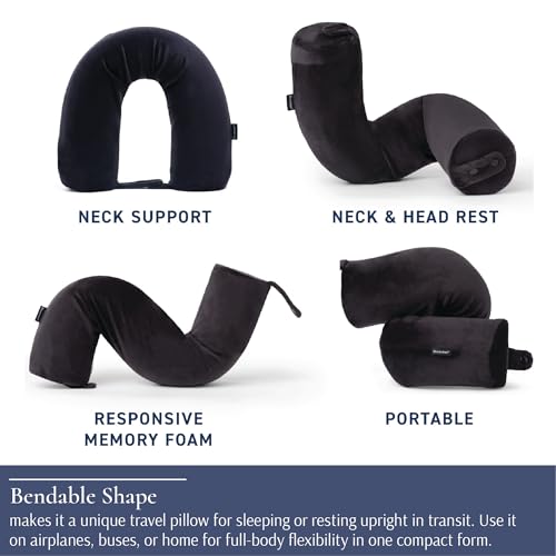 Image of Brookstone Free Form Travel Pillow Lightweight Flexible Memory Foam Pillow