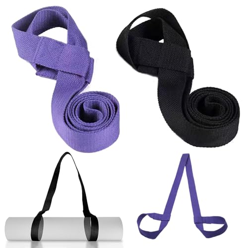 2 Pcs Yoga Mat Strap Carry Sling Cotton Yoga Mat Strap Multi-Purpose Non-Slip Yoga Mat Carrier Strap for Carrying all Mat Sizes