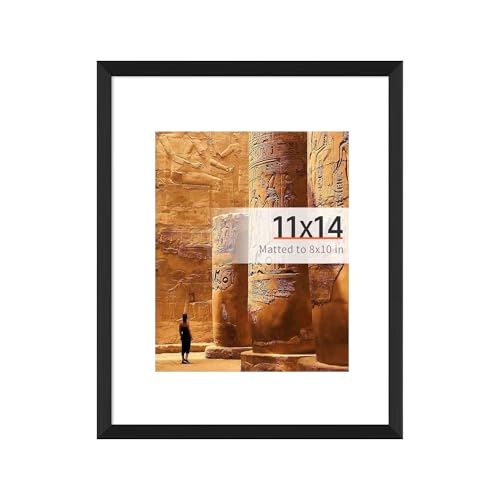 Arrow king 11x14 Black Picture Frame Display Pictures 8x10 with Mat or 11x14 Without Mat Gallery Wall Photo Frames for Wall Display Home Decor