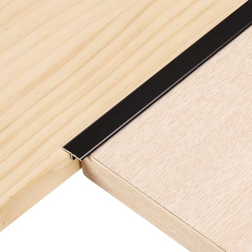sourcing map 6 tiras de transición en T de 3 pies x 0.47 pulgadas, aleación de aluminio, vinilo para unir tablones laminados, azulejos, huecos de suelo, color negro