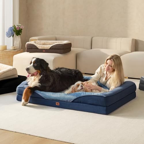 EHEYCIGA Orthopedic XL Dog Bed for Large Dog, Memory Foam Dog Couch, Navy by EHEYCIGA - Used condition - Image 9