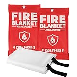 AIERLERZHEE Fire Blanket - 2 Pack 40' x 40' Emergency Fire Blanket for Kitchen and Home,Fireplace,School,Warehouse,Grill