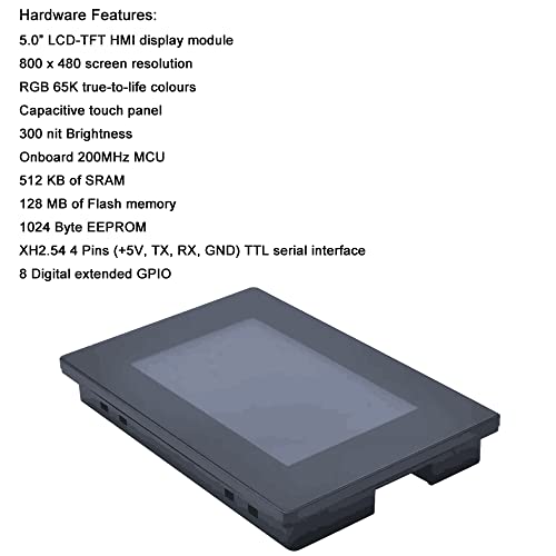 Image of Nextion Intelligent 5.0 Inch Display NX8048P050-011C-Y Serial HMI TFT Capacitive Touch Screen 800x480 LCD Module with Housing Supports Audio Video