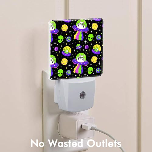 Image of Alien and Cat Night Light,Plug into Wall with Dusk to Dawn Light Sensors,LED Nightlights for Bedroom,Bathroom,Kitchen,Hallway,Room Decor for Boys Girls Women Men