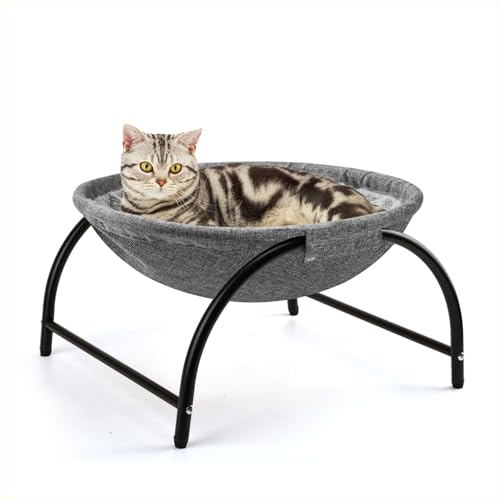LIFLIX Katzenhängematte Outdoor, Erhöhter Katzenbett mit abnehmbarem, Waschbarem Plüsch, Stehend Hängematte Katzen für Innen-/Außenbereich...