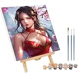 ペイントバイナンバー 女性 簡単 DIY 数字油絵 セクシー Paint by Numbers ペイントブラシとアクリル顔料付き 油絵 キャンバス 大人のためのクリエイティブな趣味 塗り絵 数字 大人用 ホームウォールデコレーション 誕生日プレゼント女性 50x65cm O-9054