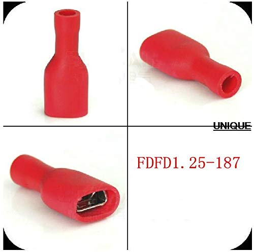 Davitu 1000pcs/lot Red Fully Insulated Female Spade 22-16 AWG Electrical Connector Crimp Terminals 4.8mm