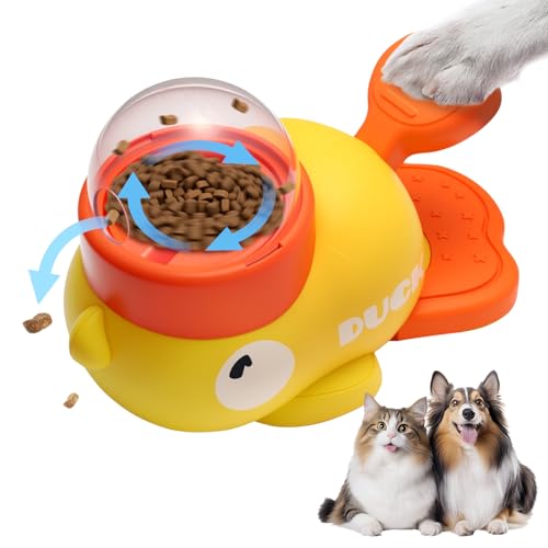 SilverChry Giochi Di Intelligenza Cane, Dispenser Cibo Gatti, Giocattolo Interattivo a Forma di Anatra, Giocattolo Interattivo 2 In 1 per Cani e Mangiatoia Lenta, Dispenser per Cani d'Anatra
