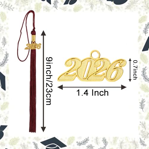 Image of 10 Pieces 2026 Graduation Tassels Bulk with Gold Year Charms for Graduation Cap Accessories (Maroon)