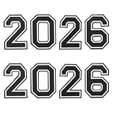 SUPVOX 8 parches termoadhesivos con números - 2026 parches bordados con números para Año Nuevo, ropa, fútbol, ​​deportes, camisetas y uniformes escolares