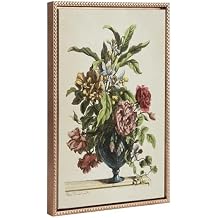 Kate and Laurel Sylvie Beaded Vase of Flowers, 1660 Vintage Framed Canvas Wall Art by The Art Institute of Chicago, 18x24 Gold, Vintage Flower Vase Painting Art for Wall